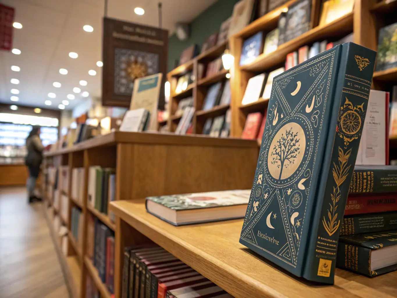 A close-up shot of a vibrant book cover with bold typography and intriguing imagery, hinting at a thrilling mystery novel.