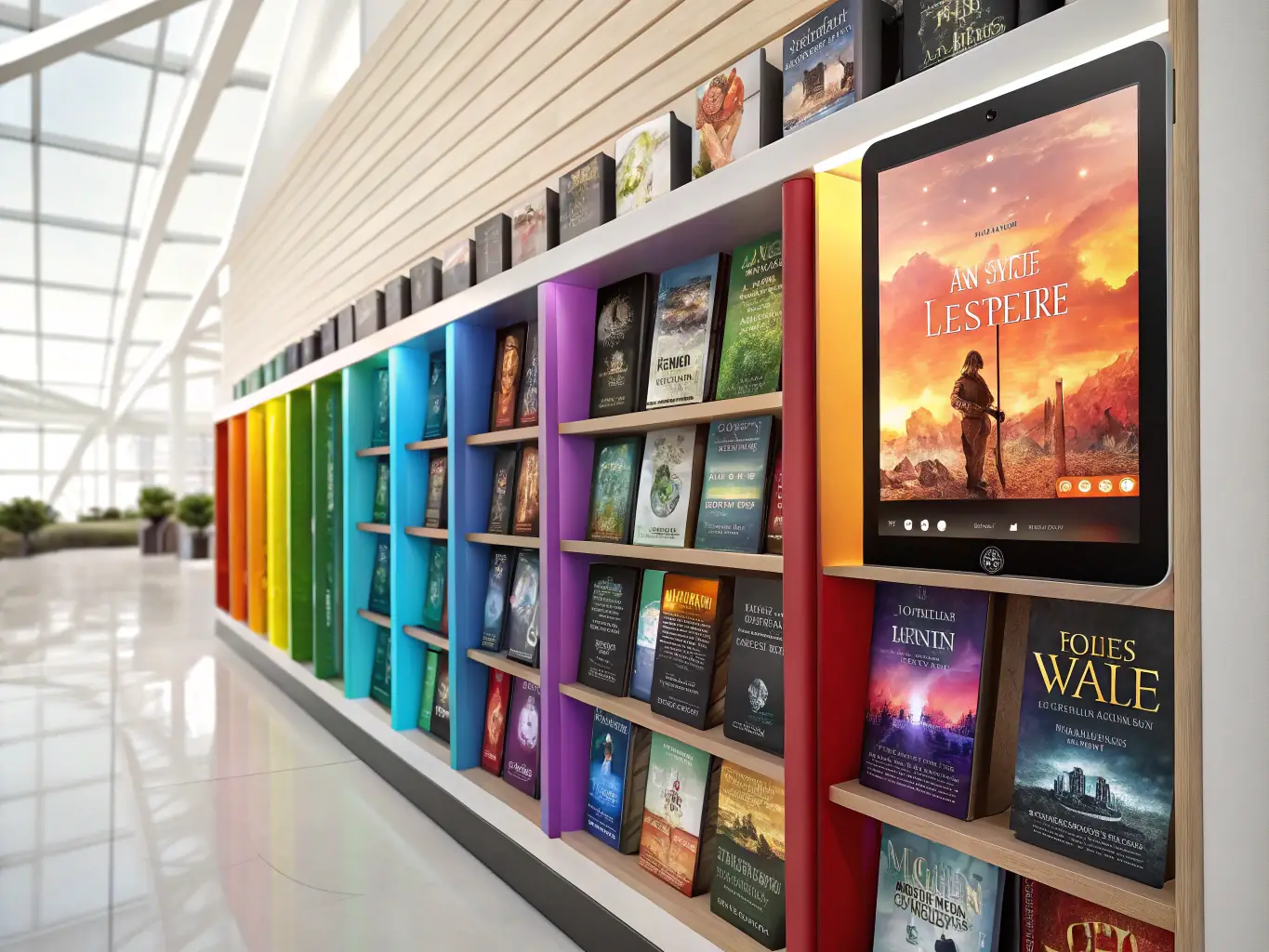 A vibrant image showcasing a bookshelf filled with various mystery novels, emphasizing suspenseful covers and intriguing titles, set in a cozy bookstore environment.