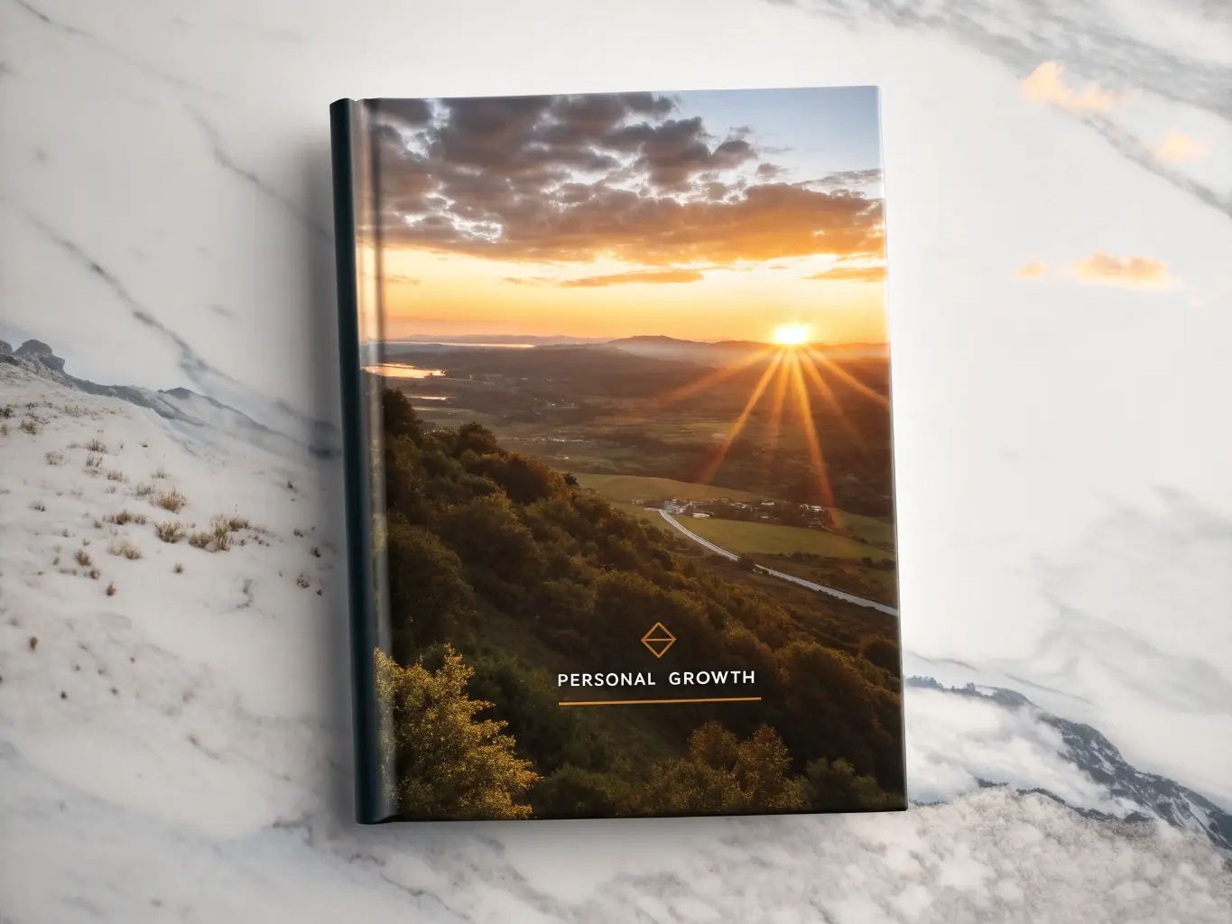 A professional book cover displaying a non-fiction book about personal development, with an image of a sunrise over a mountain, symbolizing growth and achievement.