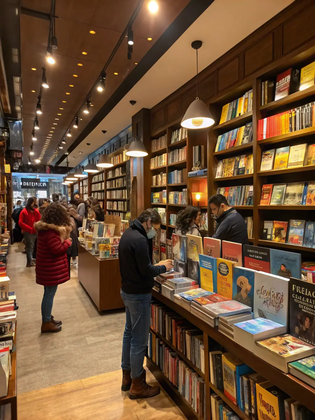 Books displayed on shelves in a bookstore, with a focus on DCU Books publications, highlighting the distribution and marketing efforts.